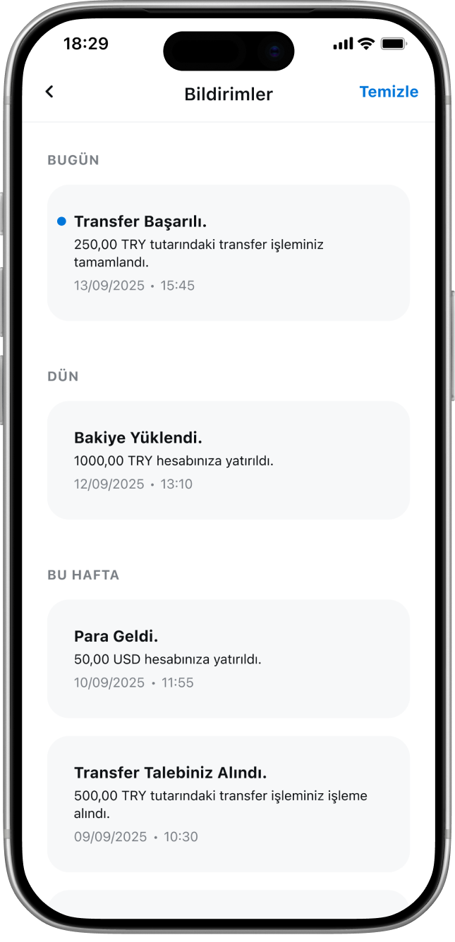 Tiko Cüzdan · Bildirimler ekranı